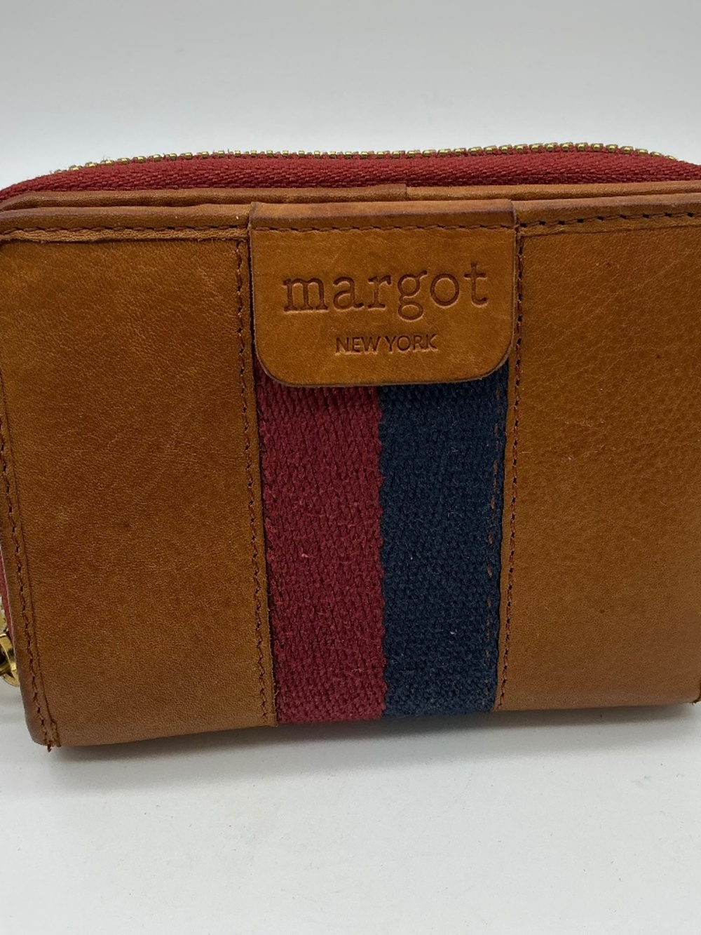 Margot Leather Wallet with Center Stripe